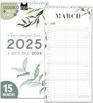 Couple planner 2025 3 columns FLORAL planner for two 2025 and Oct-Dec 2024, partner calendar 16x32,5cm, calendar for couples 2025, wall planner 2 persons Boho, flowers, design