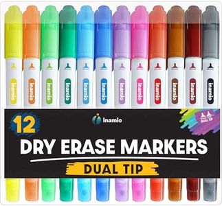 Dry Erase Markers for Whiteboard - Dual Tip White Board Markers, Ultra Fine Tip Markers - Fine Point Erasable Markers for Kids - 12 Set