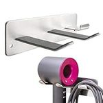 Hair Dryer Holder Wall Mounted, 304 Stainless Steel Self Adhesive Blow Dryer Holder Rack Compatible with Most Hair Dryers (Silver)