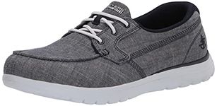 Skechers Women's On-The-go Flex-Ashore Boat Shoe, Grey White, 6 UK