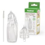 haakaa Silicone Baby Nasal Aspirator| Safe Baby Nose Cleaner| Easy-Squeeze Nose & Ear Bulb Syringe with Brush|0m+ Newborn Toddler -Transparent, Penguin