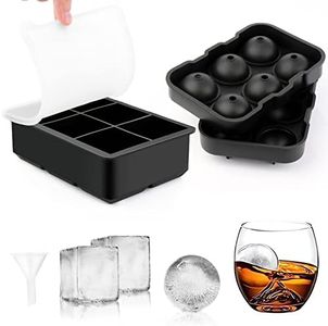 2 Piezas Cubiteras para Hielo Grande con Tapa Cubitera Silicona Moldes para Cubitos de Hielo Redonda para Alimentos para Bebés Whisky Cócteles, Sin BPA, Negro