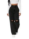 GRECIILOOKS Regular Pant Baggy High Waist | Bell Bottom Jeans for Women (GL-DJ-28_Black_32)