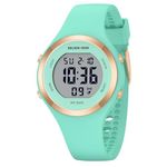 GOLDEN HOUR Waterproof Sport Women's Digital Chronograph Silicone Strap Watch, Mint Green, Modern