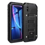 Beeasy Case for iPhone XR,Waterproof Shockproof Tough Heavy Duty Metal Defender Cover with Built-in Screen Military Grade Protective,Drop Proof Rugged Hybrid Outdoor Sport Protection,Black