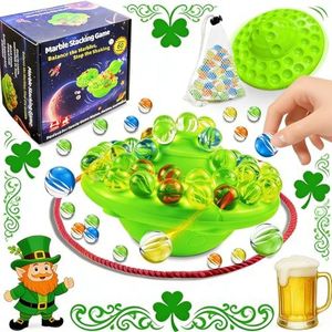 Marble Balance Board Game with 60 Glass Marbles & Storage Base - Fun Family Board Game for Kids & Adults, Party Game for 1-4 Players | Educational STEM Toy & Birthday for Kids Ages 8-12