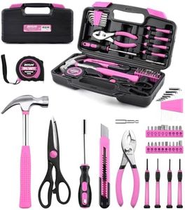 DIFFLIFE Tool Set Pink-40 Piece - General Household Hand Tool Kit with Plastic Toolbox Storage Case(Pink)