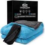 Crystal Clean 1300GSM Microfiber Towels for Cars – XL Drying Towel with Double Twisted Loop, Professional Detailing Towel Car Detailers - Quick Dry, Paint Safe & Swirl-Free