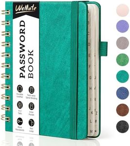 WEMATE Password Book with Alphabetical Tabs, Spiral Password Keeper Book for Seniors, Internet Password Notebook Password Journal logbook Small – 4.7''x 6'' (Teal)