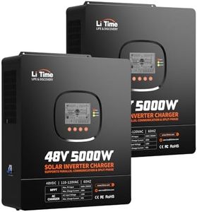 LiTime 10000W Solar Hybrid Inverter Charger (2 Pack), 48V DC to 120/240V Split Phase System, 2×5000W Pure Sine Wave Inverters, Built-in 2×100A MPPT Controllers for Whole Home Backup, Off-Grid, Farm