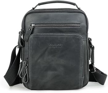 Contacts Small Messenger bag for Men Leather Man Purse Business Travel Crossbody Shoulder Bag Handbag Fit up to 9.7" iPad (Grey), Grey