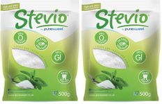 Stevio® Premium Stevia Sweetener 500g, Tastes Like Sugar, Diabetic & Keto Friendly, No Bitter Aftertaste, Spoon for Spoon, (Resealable and Recyclable Pouch) (Pack of 2)
