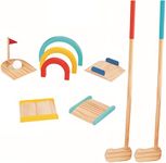 TOOKYLAND Kids Wooden Golf Set - 13pcs - 2 Player Game Set with Carry Bag, Ages 3+