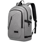 Large Travel Laptop Backpack Water Resistant Anti-Theft 17inch Laptop Bag with USB Charging Port and Lock,Big Business Backpack for Men and Women, Durable Big Capacity Heavy Duty Computer Bag,Grey