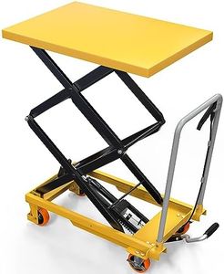 YITAHOME Hydraulic Lift Table Cart 550 LBS, Adjustable 11.4" to 42.5" in Height Double Scissor Lift Table with Locking Wheels for Material Handling and Transportation