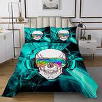 Loussiesd Set di copertine con teschio stile hip hop con design scheletrato trapuntato per ragazzi e ragazzi per camera da letto letto con 1 federa170X230cm