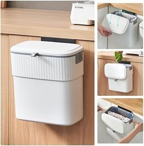 ELPHECO Hanging Trash Can with Lid 2.5 Gallon Kitchen Compost Bin for Under Sink, Plastic Wall-Mounted Garbage Can, Small Kitchen Garbage Can, Small Trash Can with Lid for Cupboard, Countertop