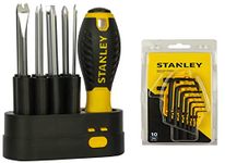 Stanley 69-253 Metric Hex Key Set (Pack of 10) STHT62511-8 9-Way Screwdriver Set with Storage Case