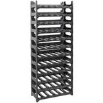 Grizzly bottle rack - modular, stackable design for 72 bottles, black wine rack