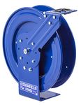 Coxreels P-LPL-350 Low Pressure Retractable Air/Water/Oil Hose Reel: 3/8" I.D., 50' Hose Capacity, Without Hose, 300 PSI, Made in USA, Blue