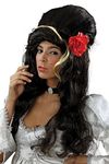 Realistic Black Beehive Wig with Rose for Women (Pack of 1) - Perfect Accessory for Costume Parties, Performances, Photoshoots, Cosplay, & More