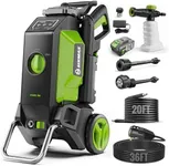 SIXMAX Dual Power Electric Pressure Washer with 40V Battery&AC Power Washer, Real 2000PSI Cordless Power Washer, Smart Touch Screen, 5-in-1 Nozzle Car Pressure Washer for Driveway, Patio, Fence