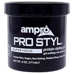 Ampro Pro Styl Styling Gel - Protects and Strengthens Your Strands - Non-Flaking, Alcohol Free, Vegan Formula - Flexible, Touchable Hold for All Hair Textures - Super Hold - 172 g