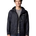 Columbia Men's Pouring Adventure Jacket, Waterproof Rain Jacket, Black, Size L