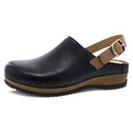 Dansko Women's Merrin Sling-Back Mule Clog - Dual Density Cork/EVA Midsole and Lightweight Rubber Outsole Provide Durable and Comfortable Ride on Patented Stapled Construction, Black, 10.5-11