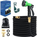 GRANDMA SHARK Upgraded Expandable Garden Hose with 8 Modes Water Spray Gun, Durable 3450D Weave and Solid Brass Connectors, Garden Hose Reel,No-Kink Flexible Magic Water Pipe(50ft/15m)