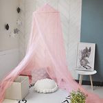 Eimilaly Bed Canopy Mosquito Net, Bed Canopy for Girls Room Decor - Insect Protection Hanging Canopy for Adults, Babies, Outdoor Camping, Pink/Single Door