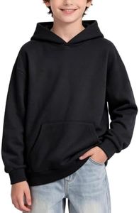 PATPAT Boys Black Hoodies Kangaroo Pocket Pullover Hooded Sweatshirts 9-10Y
