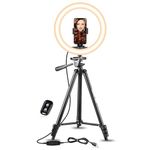 UBeesize 12 inch Ring Light with Stand, Selfie Ring Light with 50" Extendable Tripod Stand & Phone Holder for Live Stream/Makeup/YouTube Video