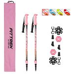 FitTrek Kids Trekking Poles - Hiking Poles - Walking Poles Telescopic - Lightweight Trekking Stick with Walking Poles Rubber Tips and Pole Bag, 1 Pair (Kid Pink)