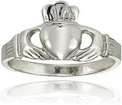 Sterling Silver Polished Claddagh Hands Holding Heart Crown Promise Ring, Size 6