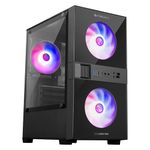 ZEBRONICS New Launch Leon PRO Premium Gaming Cabinet, Mini-Tower, Supports mATX | ITX, 3 Pre-Installed RGB Fans, Side Tempered Glass, USB 3.0, Magnetic Dust Filter (Black)