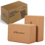 Wearslim Cork Yoga Block Premium High Density Non-Slip Exercise Yoga Bricks, Lightweight, Odor-Resistant and Moisture-Proof, Perfect Yoga Equipment for Women & Men- Size (24 x 14 x 9 cm) (2, Normal)