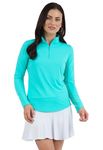 IBKUL Women's Sun Protective UPF 50+ Cooling Long Sleeve Mock Neck Shirt - 80000 Jade