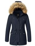 Wantdo Women's Faux Fur Hooded Jacket Winter Cotton Padded Jacket(Dark Blue,Medium)