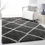 STARAR Decor® Super Soft Shaggy Handcrafted Anti-Slip Silk Touch Carpet 2-Inch Thick for Living Room, Bedroom (3x5 Feet, Grey Box)