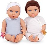 LullaBaby 2 Baby Dolls Twins with Doll Clothes - Porcelain Skin Tone & Blue Eyes - 36 cm Baby Dolls Soft Body - Hat, Headband & Dummy - Toy for Children from 2 Years