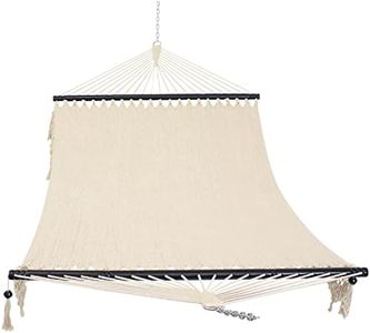 Sunnydaze Woven Double Hammock for Outside with Crocheted Edges and Spreader Bars - 600-Pound Weight Capacity Outdoor Hammock for Trees