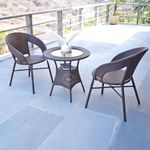 WoodenStreet™ Sienna Outdoor Seating Chairs and Table Set, Garden Patio Coffee Table Set, Outdoor Balcony Wicker Furniture (Brown 2 Seater)