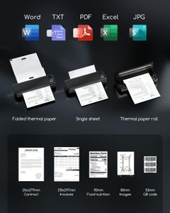 Portable A4 Thermal Printer – Compact Wireless, Black