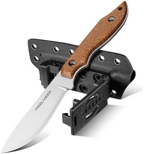 Freelander Fixed Blade Knife with Kydex Sheath, 3.2" D2 Steel Full Tang Survival Knife, G10 Handle EDC Camping Bushcraft Knives, Cool Gifts for Men - Brown