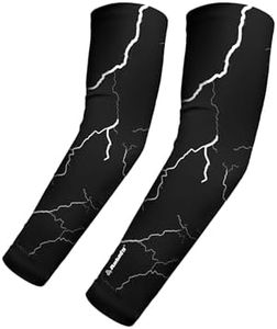 Autofy Active-Fit 240 GSM Printed Outdoor Indoor Use Unisex Arm Sleeves with UV Tan Protection & Compression Cooling Effect for Men Women Kids – [Black, Pack of 1]