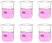 Labvida 6pcs 250ml Upgrated Thick Glass Beakers, Griffin Low Form Beaker Set with Double Scale, 3.3 Boro, LVA010