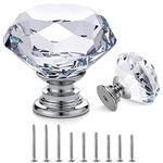 Crystal Drawer Knobs - 12 Pcs 30MM Glass Drawer Knobs Crystal Door Handles Diamond Pulls with Screws for Home Kitchen Office Chest Cabinet Drawer