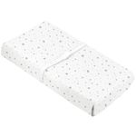 Kushies Baby 100% Breathable Cotton Flannel Contoured Changing Pad Cover with Slits for Safety Straps, 17" x 33" Grey Scribble Stars