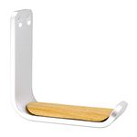 MeetRade Headphone Hanger Stand Holder Under-Desk Earphone Headset Mount Aluminum Wallmount Stick-On Adhesive Hooks Clamp Silver Wooden Pad